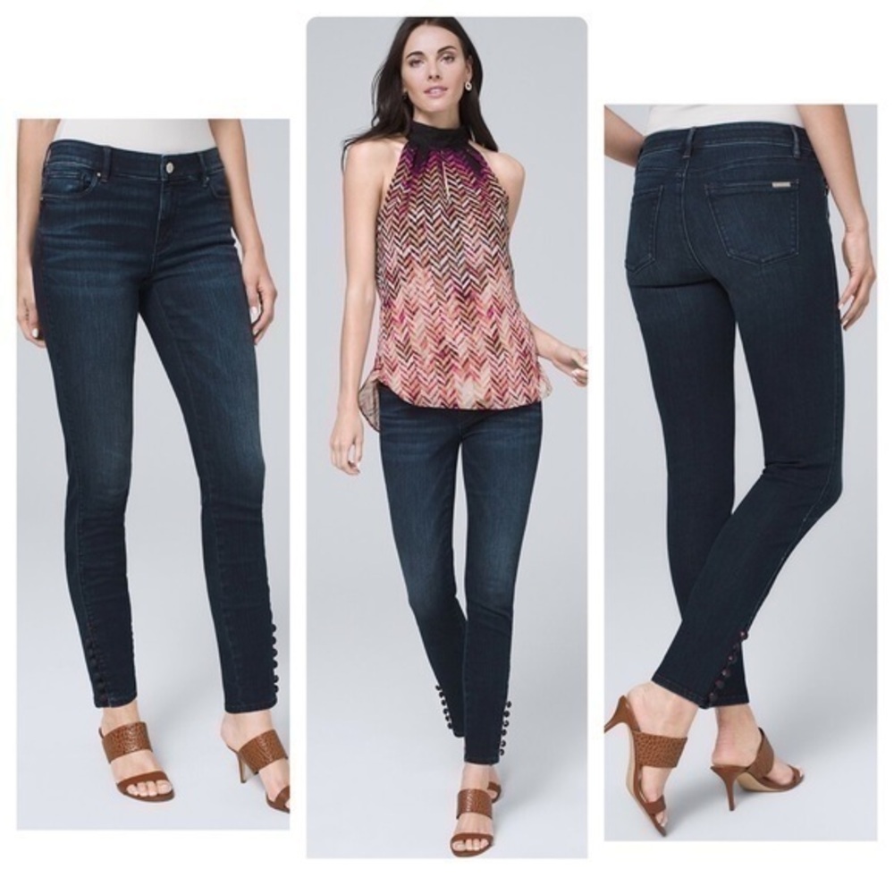 WHBM Petite Classic-Rise Button-Detail Skinny Ankle Jeans 2